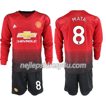 Fotbalový Dres Manchester United MATA 8 Dětské Domácí 2018/19 Dlouhý Rukáv